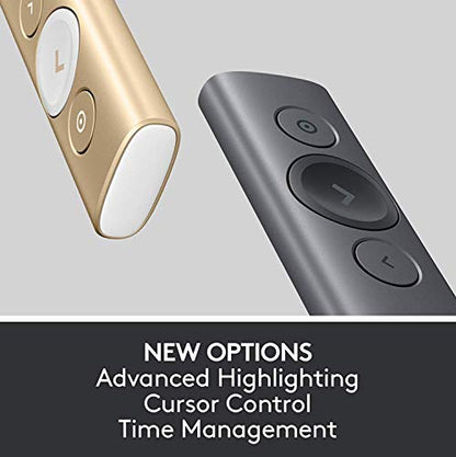 (Discontinued) Logitech Spotlight Presentation Remote - Advanced Digital Highlighting with Bluetooth, Universal Compatibility, 30M Range and Quick Charging – Slate