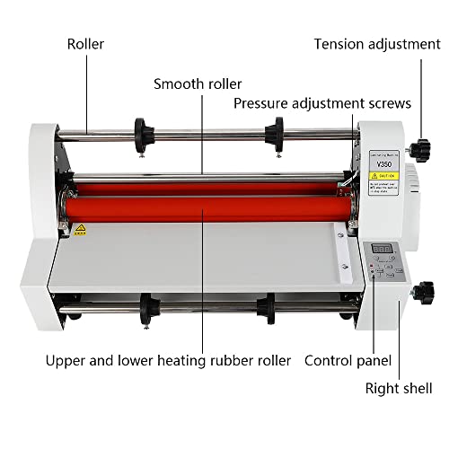 TFCFL V350 Hot Cold Roll Laminator, 13.6" Electronic Laminating Machine Single & Dual Sided 350mm Laminator for School Office, Digital Display Temperature Control with 4 Rollers