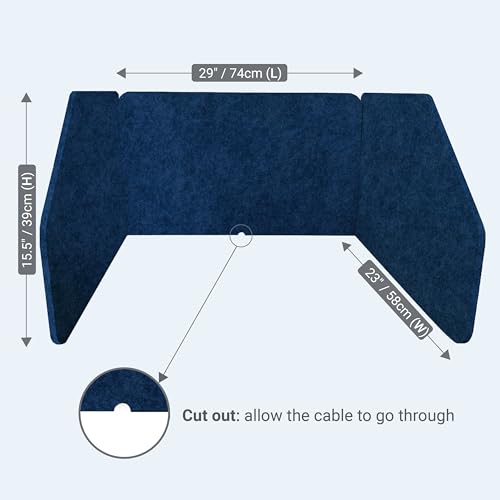 29.1" x 22.8" x 1.2" U-Shaped Desk Divider Partition, No Drill Freestanding Sound Absorbing Privacy Panel, Noise Reducing Cubicle Screen for Office Home & Classroom (Azure) - color: Azure (U-Shaped)