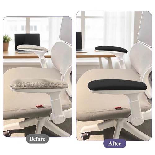 2 PCS Stretch Polyester Office Chair Armrest Covers, Elastic Washable Removable Chair Arm Protector Sleeve, Durable Fabric Arm Cover for Home Office Desk Computer Chair (Black)