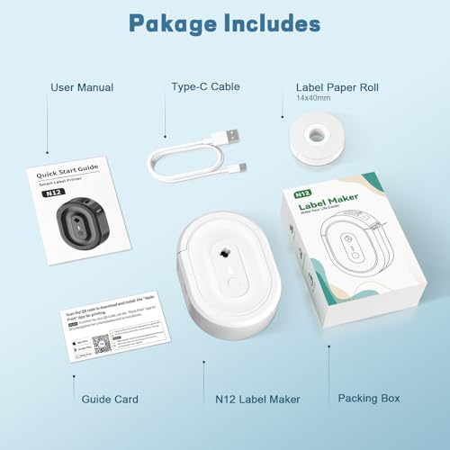 Bluetooth Label Maker Machine N12 Mini Thermal Label Printer, White - color: White