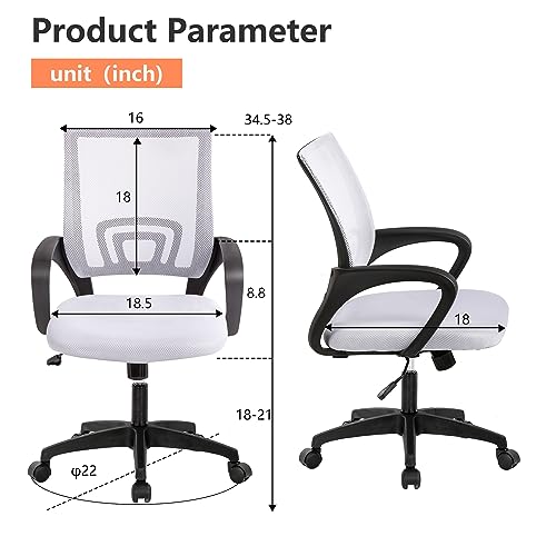 PayLessHere | Office Chair | White | Pack of 2 | with Lumbar Support - color: White, style: pack of 2