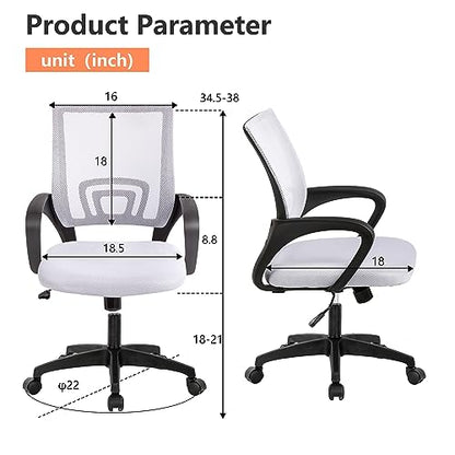 PayLessHere | Office Chair | White | Pack of 2 | with Lumbar Support - color: White, style: pack of 2