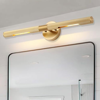 Brushed Brass Picture Light 24 inches Modern Gold Wall Sconce with Knurled Texture Cylinder Metal Shades Rotatable 360°Indoor Wall Lighting Fixture Bathroom Vanity Light Bedroom Living Room - color: 24 inches Gold-Knurled Texture Shades