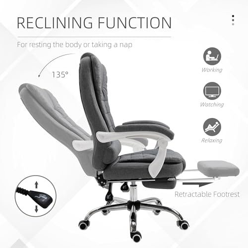 Executive Office Chair with Footrest, Linen-Fabric Computer Chair