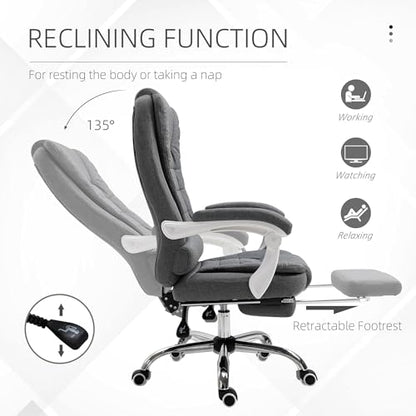 Executive Office Chair with Footrest, Linen-Fabric Computer Chair