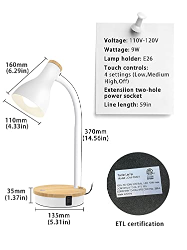 LALISU Metal Desk Lamp Wireless Charging Table Lamp Touch Reading Lights - color: Touch-White