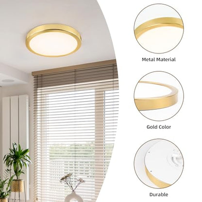 Hlite 9 Inch LED Flush Mount Ceiling Light,1800LM,6 Pack,3CCT | 18W 3000K/4000K/5000K Selectable,Super Slim,Low Profile Round Ceiling Light Fixtures for Kitchen,Bedroom,Hallway,Gold - color: Gold, size: 9 inch-6