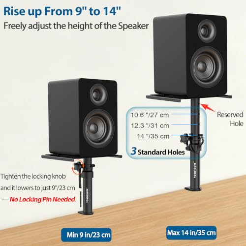 Vondynote Set of 2 Desktop Clamp Speaker Stands Short Studio Monitor Stands