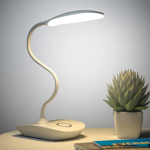 DEEPLITE LED Desk Lamp Battery Operated Lights Cordless Rechargeable Lamp, Flexible Gooseneck Portable Light for Bed Craft Nail Home Office, Eye-Caring Dimmable Small Desk Lamp Wireless Reading Lamp - color: White, size: 1 Pack