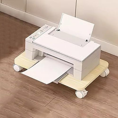 Home Mobile Under Desk Printer Stand,Wood Printer Shelf with Locking Casters,Rolling Printer Table cart for Small Spaces Office Home(13.7" W x 11.8" D x 2.3" H, Maple) - color: Maple, size: 13.7"W x 11.8"D x 2.3"H