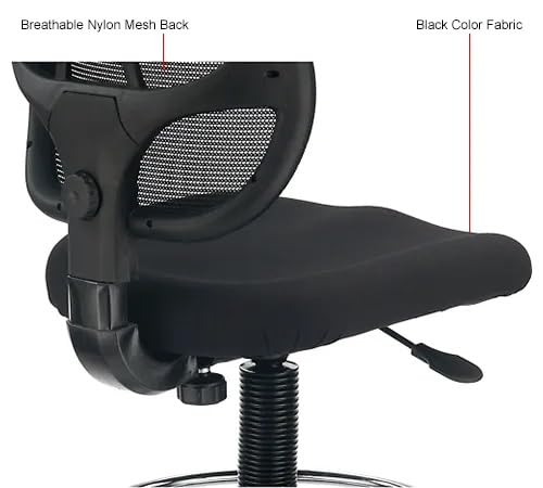 Adjustable Drafting Stool with Mesh Back – Ergonomic Office Drafting Chair with Footrest, Armrests & Height Adjustment (Black) - color: Black
