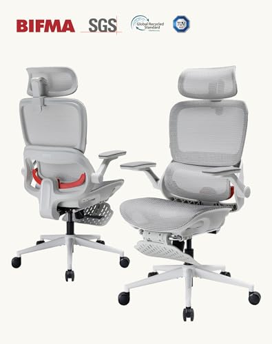 SIHOO B100 PRO Ergonomic Mesh Office Chair with Footrest - color: Light White, size: Pack of 1