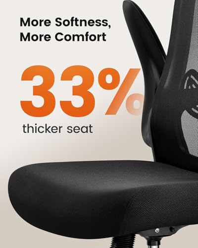 ErGear Drafting Chair with Footrest Ring and Flip-Up Arms for Tall Desks | 8 inch seat height adjustment, lumbar support, 33% thicker seat, breathable mesh, 300 lbs capacity, standing desk use - color: Black