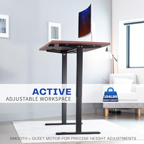 VIVO Dark Walnut 60 x 30 in Standing Desk, DESK-KIT-0B6D - color: Dark Walnut Top / Black Frame, size: 60 x 30 inch