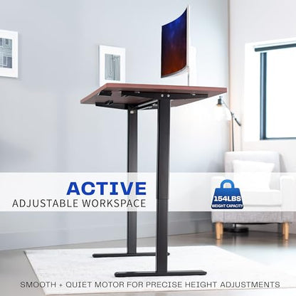 VIVO Dark Walnut 60 x 30 in Standing Desk, DESK-KIT-0B6D - color: Dark Walnut Top / Black Frame, size: 60 x 30 inch