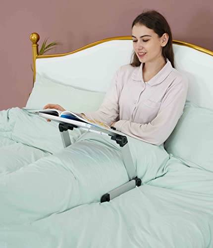 Extra Large Adjustable Book Stand for Bed and Sofa - Multifunctional Laptop Holder With Page Clips, Ergonomic Multi-Height Angles, Portable for Heavy Textbooks and Cooking - size: 19.5x10inches, style: 4 legs-White