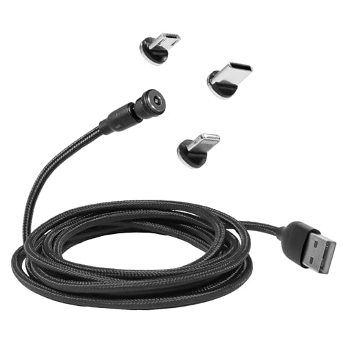 BoxWave Cable Compatible with Logitech Spotlight Presentation Remote - MagnetoSnap AllCharge Cable, Magnet Charging Cable USB Type-C Micro USB - Jet Black