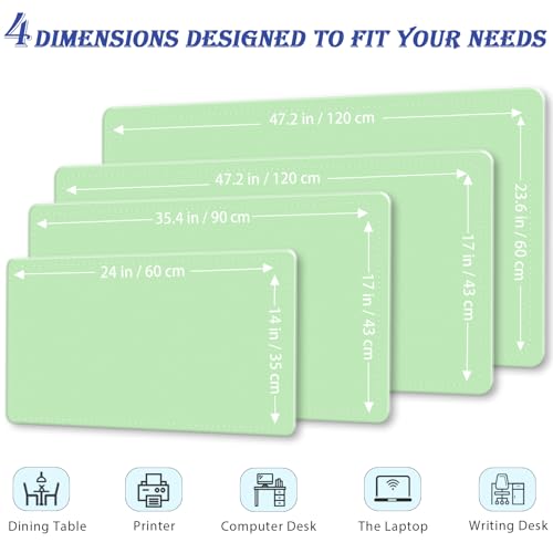 Non-Slip Desk Pad, 24" x 14" Large Mouse Pad, PU Leather Desk Mat with Suede, Laptop Desk Pad, Waterproof Keyboard Pad, Desk Blotter for Office/Home/Decor (Light Green) - color: Light Green, size: 24" x 24"