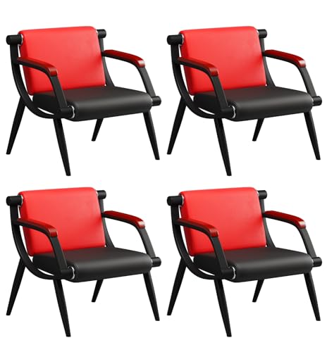 wonline Waiting Room Chairs, Office Furniture Reception Chairs with Arms, Leather Chairs is Suitable for Clinic,Airport,Hospital,Barber,Salon,Bank-(Red&Black,4pcs) - color: Red&black, size: 4pcs*1-seat