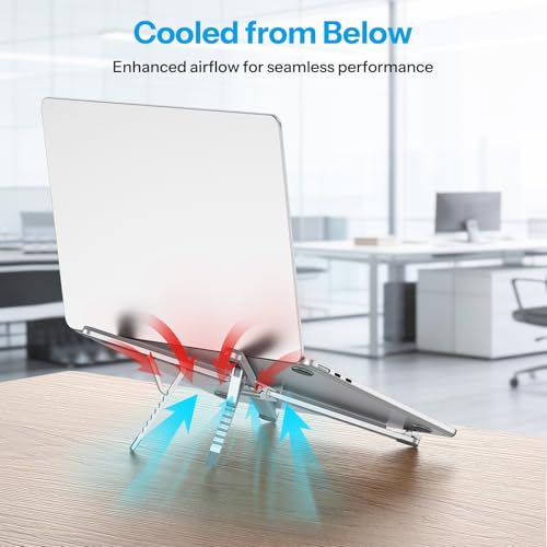 OMOTON Foldable & Portable Laptop Stand for Desk, 6-Level Adjustable Riser