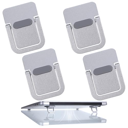 4PCS Portable Keyboard Riser Self Adhesive Laptop Stand Invisible Mini Computer Feet for Desk Computer Keyboard Stand Laptop Holder with Anti Slip Silicone(Sliver) - color: Sliver