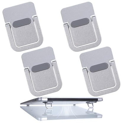 4PCS Portable Keyboard Riser Self Adhesive Laptop Stand Invisible Mini Computer Feet for Desk Computer Keyboard Stand Laptop Holder with Anti Slip Silicone(Sliver) - color: Sliver