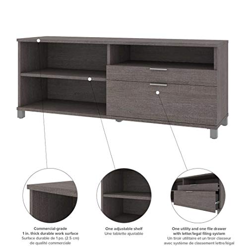 Bestar Pro-Linea 72W Credenza with 2 Drawers in bark Grey