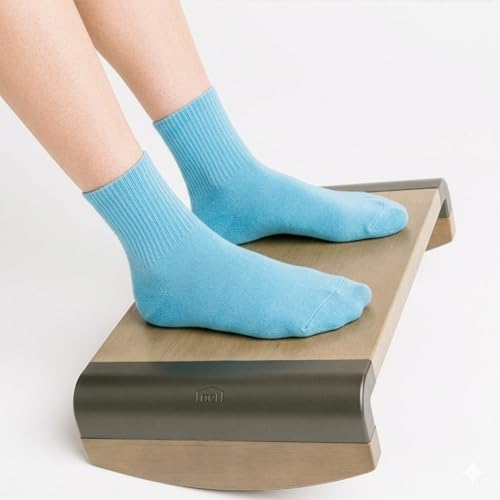 Tiel Designs Ergonomic Under Desk Footrest for Posture Support, Solid Wood, Non Slip Office Foot Stool, Angled Desk Foot Rest for Home and Office