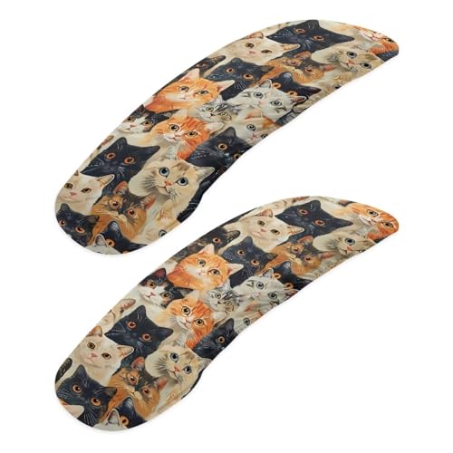 Cute Cartoon Cats Printed Office Chair Arms Protector Kitten Printed Office Seat Hand Rest Protector with Elastic Edge, Stretchable Skin Friendly Computer Chair Desk Chair Arms Covers - color: Cute Cartoon Cats - Multi