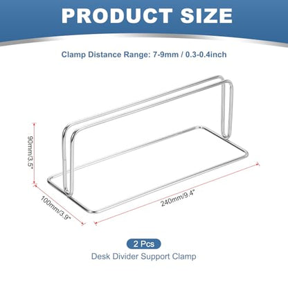 PATIKIL Baffle Desk Divider Clamp 2Pcs Punch-Free Base Desk Shield L Silver - color: Silver