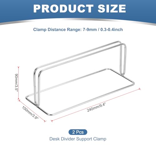 PATIKIL Baffle Desk Divider Clamp 2Pcs Punch-Free Base Desk Shield L Silver - color: Silver