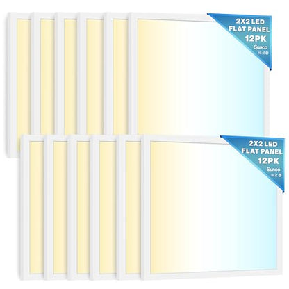 Sunco 12 Pack 2x2 LED Flat Panel Light, 40W, 3CCT, 4400LM, Dimmable - size: 2x2