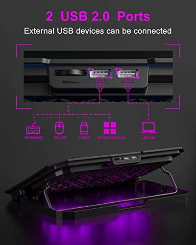 KeiBn Upgrade Laptop Cooling Pad, KeiBn Laptop Cooler 2 Fans for 10-15.6 Inch Laptops, 5 Height Stands, 2 USB Ports (S039-Purple) - color: Purple