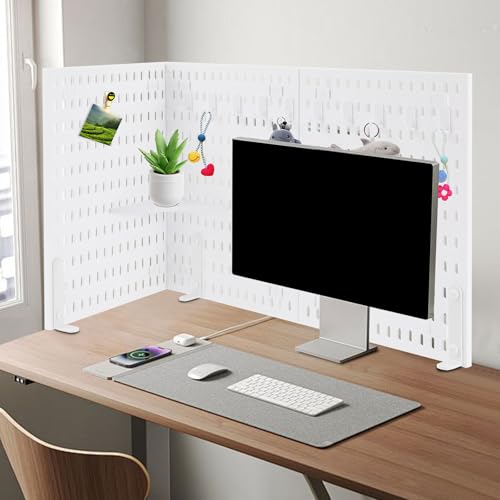 Desk Divider for Office, 3Pcs Desk Privacy Panels Tabletop Partition with 3 Clamps, Clamp On Privacy Screen Shield for Office Counter, Each Panel W11.8*H15.7in (White)