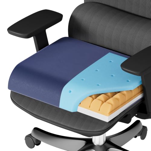 Wheelchair Seat Cushion, Navy, 4'' Thick Memory Foam & Gel - color: Navy