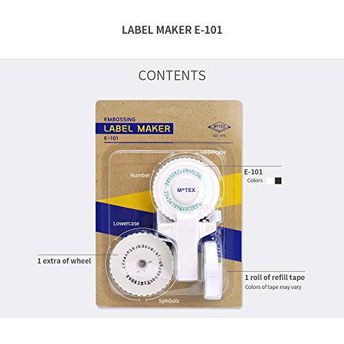 Motex Embossing Label Maker, Labeling Tool, Old School Label Maker, for Manual Label Embossing -E-101 (2 Wheels, White) - color: White, style: 2 Wheels