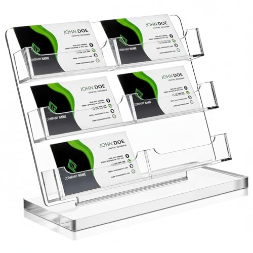 Business Card Holder for Desk, 6 Slots Clear Acrylic Card Display Stand, Large Capacity Detachable Desktop Organizer with Angled Design for Office Reception Meeting Room - style: 6 Slots