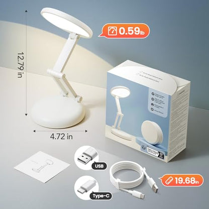 One Fire Rechargeable Table Lamp, 3600mAh Battery Operated Lamp Desk Lamp - color: White