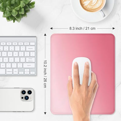 ITNRSIIET Mouse Pad Non-Slip Rubber Base Smooth Surface Stitched Edges Waterproof Durable Compatible with All Mice for Office & Gaming, Desk Accessory, 10.2x8.3x0.12 inch, Rose - color: Gradient Rose
