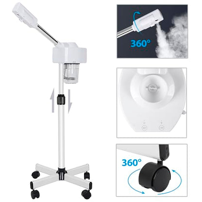 Saicool Professional Facial Steamer - Standing Ozone Facial Steamer on Wheels w Hot Mist for Facial Treatment Personal Care for Spa Salon Home Use - size: Professional Facial Steamer