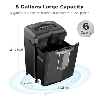 Bonsaii 16-Sheet Micro-Cut 60-Min Run Paper Shredder Heavy Duty | Jam-Proof, P-4 Security Level, 62dB Ultra-quiet, 6-Gal Bin with Casters, Shreds Credit Cards & Staples C149-D - size: 16 Sheet Micro Cut