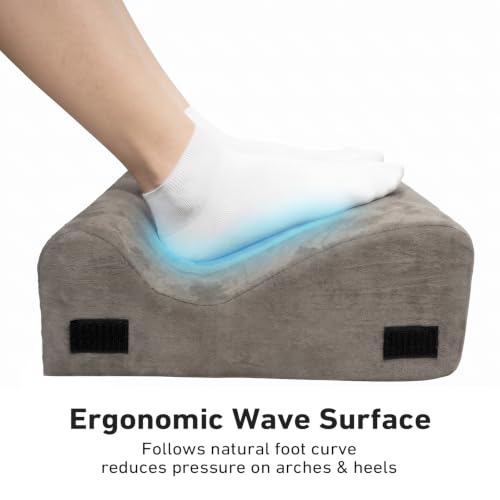 Foot Rest for Under Desk, Ergonomic 3-in-1 Height Adjustable, Non-Slip Base & Washable Cover for Office/Gaming, Gray - color: Grey