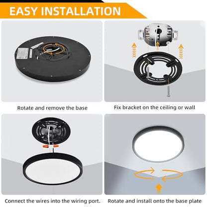 Hlite 9 Inch LED Flush Mount Ceiling Light,1800LM,4PacK,3CCT | 18W 3000K/4000K/5000K Selectable,Super Slim,Low Profile Round Ceiling Light Fixtures for Kitchen Bedroom Hallway,Black - color: Black, size: 9 inch-4