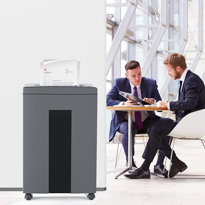 WOLVERINE SD9611 Quiet P4 Cross Cut Shredder, 18-Sheet 60 Min Gray ETL | Ultra quiet P4 cross cut shredder, 18-sheet capacity, 60 mins continuous run, P4 security, ETL certified for home & office - size: 18-Sheet Level P4-Grey