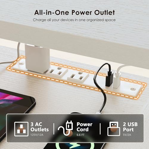 55 Inch U Shape Standing Desk with Keyboard Tray & Drawers, White | Power Outlet, Dual-Monitor Stand, LED Light, 3 Presets, 28.3"-46.5"in Range, 154 lb Capacity - color: White With Drawers, size: 55 Inch