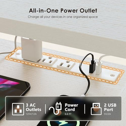 55 Inch U Shape Standing Desk with Keyboard Tray & Drawers, White | Power Outlet, Dual-Monitor Stand, LED Light, 3 Presets, 28.3"-46.5"in Range, 154 lb Capacity - color: White With Drawers, size: 55 Inch