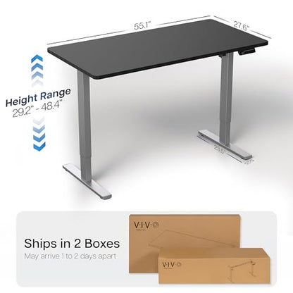 VIVO Black 55 x 28 in Standing Desk, DESK-KIT-1G55B - color: Black Top / Gray Frame, size: 55 x 28-inch