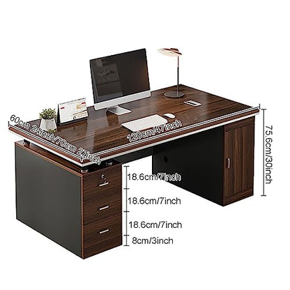 Home Office Computer Desk with 3 Drawers,Wood Frame Writing Desk Laptop Study Table with Large Desktop Surface,Study Desk Workstation with CPU Storage Cabinet