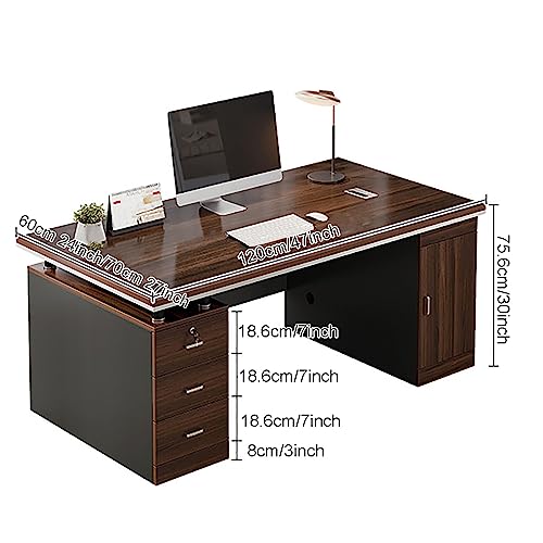 Home Office Computer Desk with 3 Drawers,Wood Frame Writing Desk Laptop Study Table with Large Desktop Surface,Study Desk Workstation with CPU Storage Cabinet